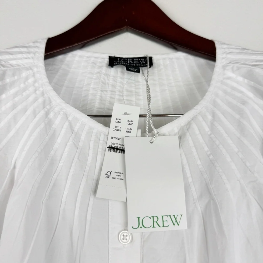 J. Crew Jolie Top Lightweight Eyelet Cotton Poplin White Size L NWT - Picture 6 of 8